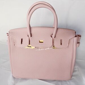 Designer-inspired Wirr-kin Togo-leather light pink handbag 30cm